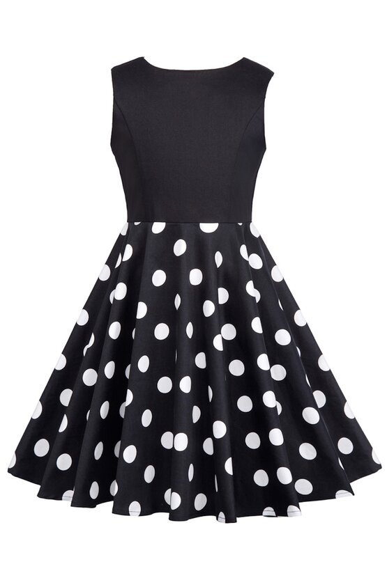 Rochie Karina neagra cu buline albe 5063