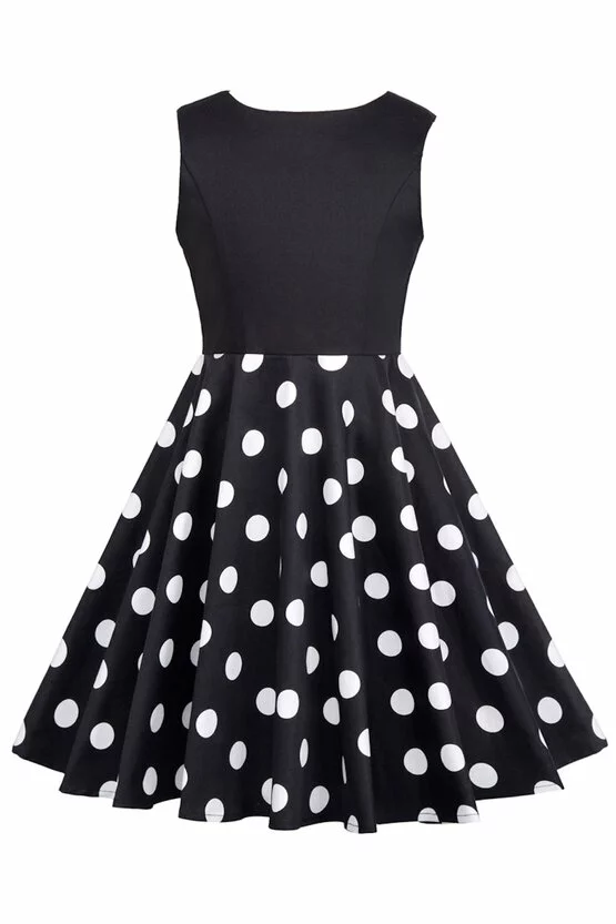 Rochie Karina neagra cu buline albe 5063
