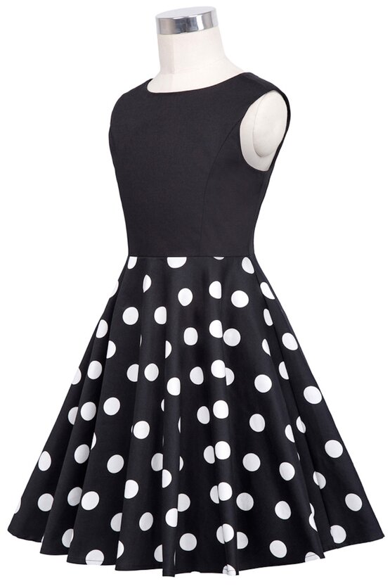Rochie Karina neagra cu buline albe 5069