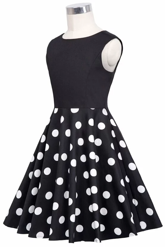 Rochie Karina neagra cu buline albe 5069