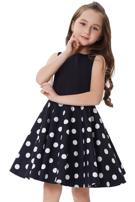 Rochie Karina neagra cu buline albe 5075