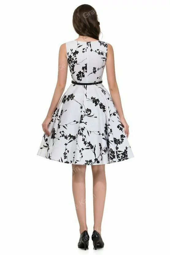 Rochie Margareta alb-floral 4034