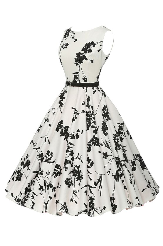 Rochie Margareta alb-floral 4046