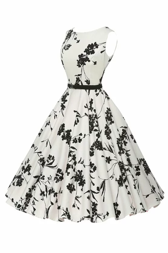 Rochie Margareta alb-floral 4046