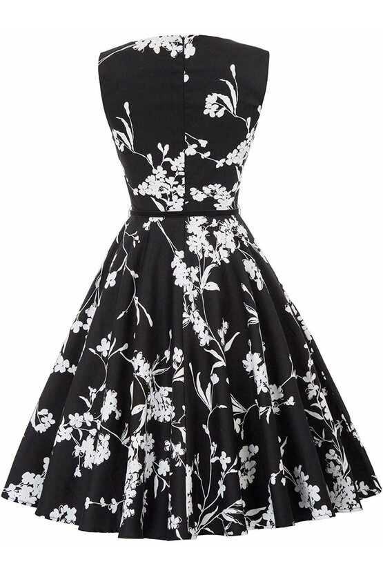Rochie Margareta neagra cu flori albe 4106