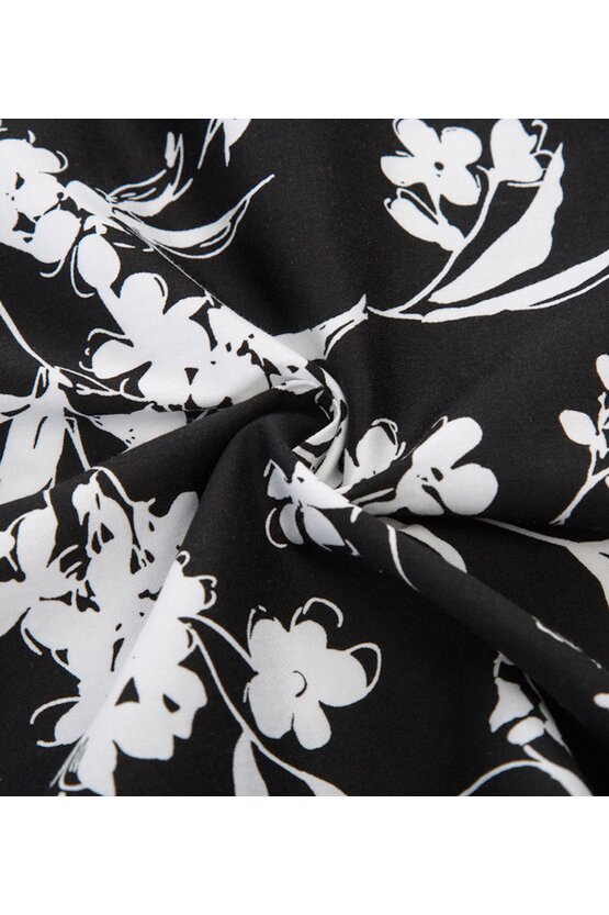 Rochie Margareta neagra cu flori albe 4115