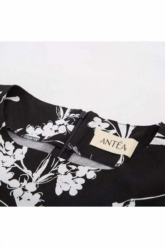 Rochie Margareta neagra cu flori albe 5834