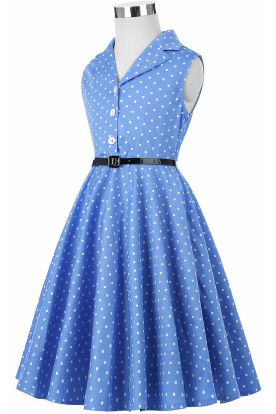 Rochie MIrabela albastra cu buline albe 4913