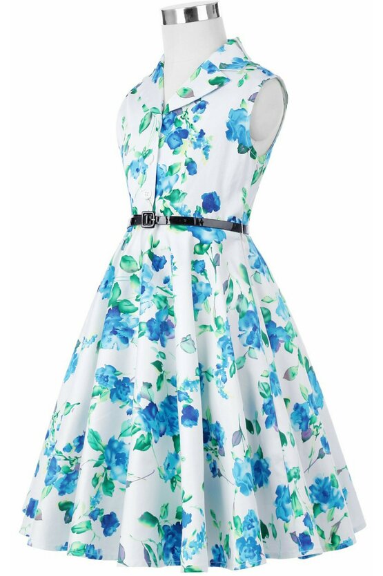 Rochie Mirabela cu flori albastre verzi 4955
