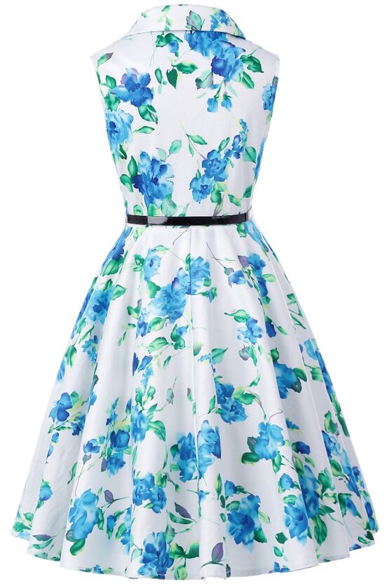 Rochie Mirabela cu flori albastre verzi 4958