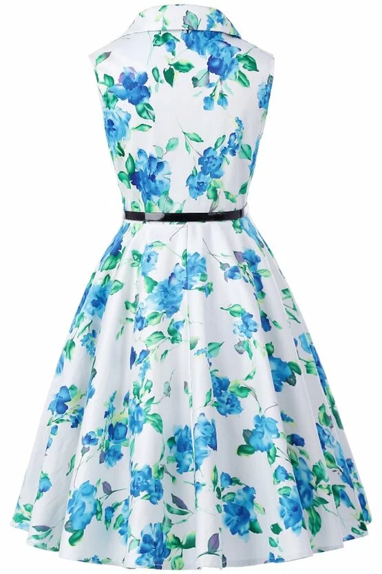 Rochie Mirabela cu flori albastre verzi 4958