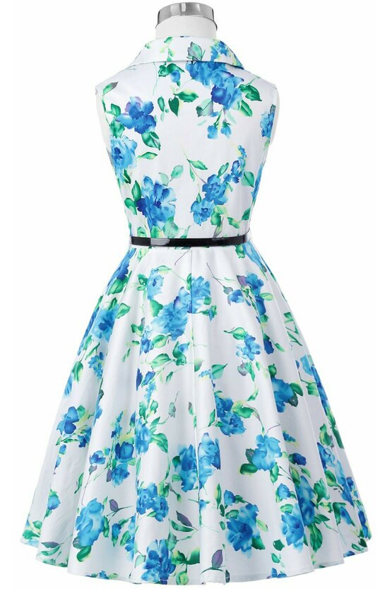 Rochie Mirabela cu flori albastre verzi 4970