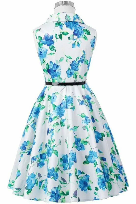 Rochie Mirabela cu flori albastre verzi 4970