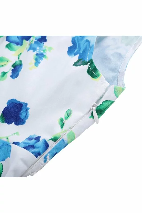 Rochie Mirabela cu flori albastre verzi 4982