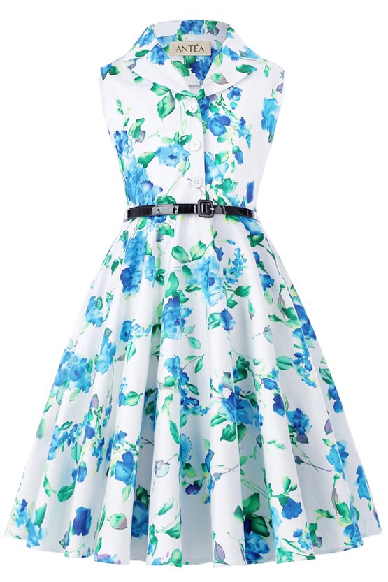 Rochie Mirabela cu flori albastre verzi 5906
