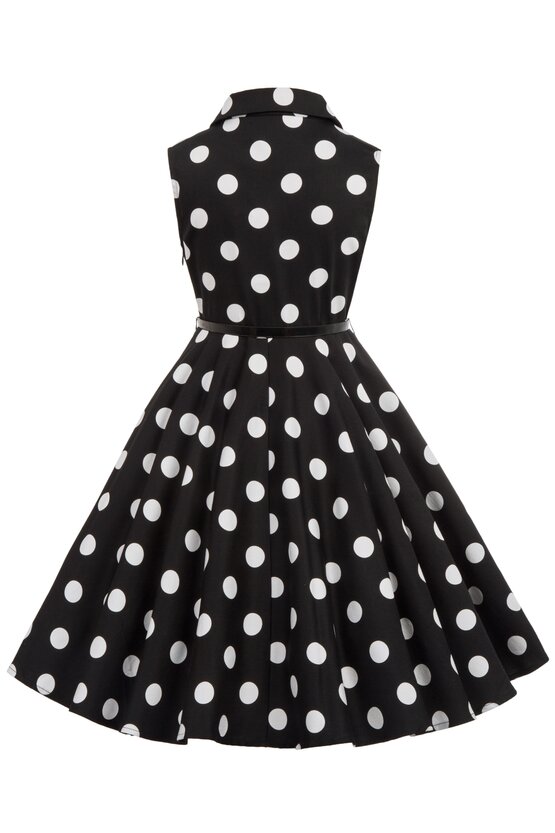 Rochie Mirabela neagra cu buline albe mari 5021