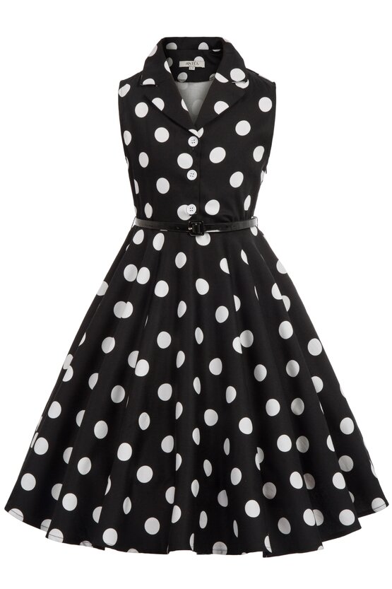 Rochie Mirabela neagra cu buline albe mari 5888