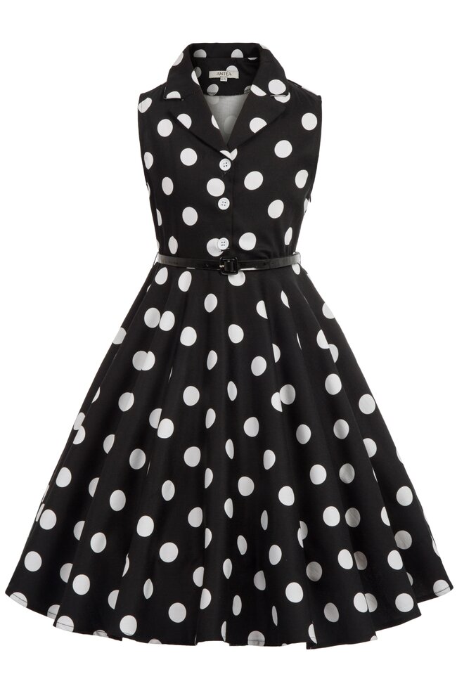 Rochie Mirabela neagra cu buline albe mari