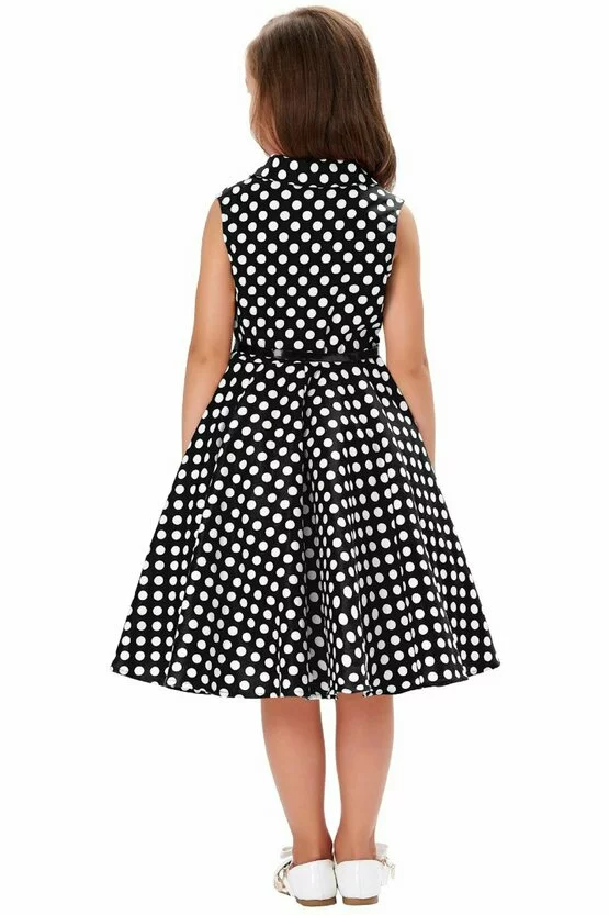 Rochie Mirabela neagra cu buline albe mici 4808