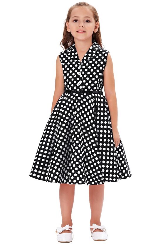 Rochie Mirabela neagra cu buline albe mici 4814