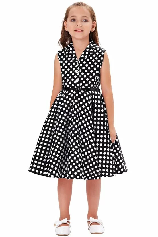 Rochie Mirabela neagra cu buline albe mici 4814