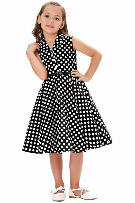 Rochie Mirabela neagra cu buline albe mici 4817