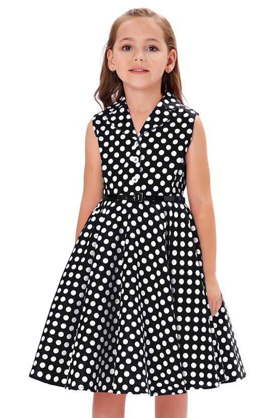 Rochie Mirabela neagra cu buline albe mici 4820