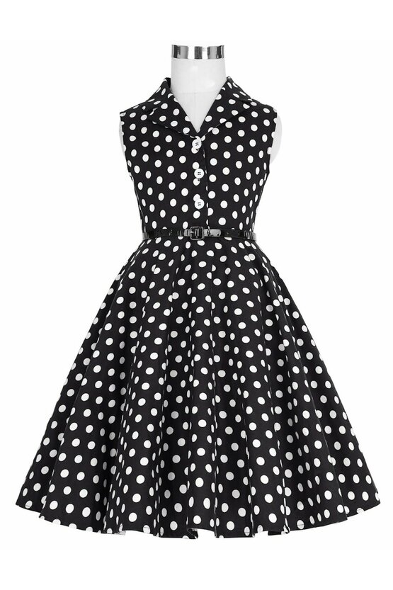 Rochie Mirabela neagra cu buline albe mici 4823