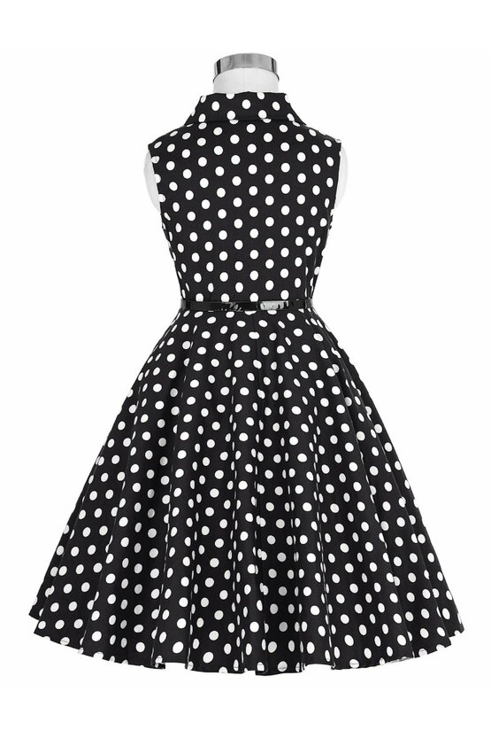 Rochie Mirabela neagra cu buline albe mici 4826