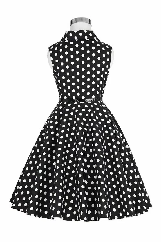 Rochie Mirabela neagra cu buline albe mici 4826