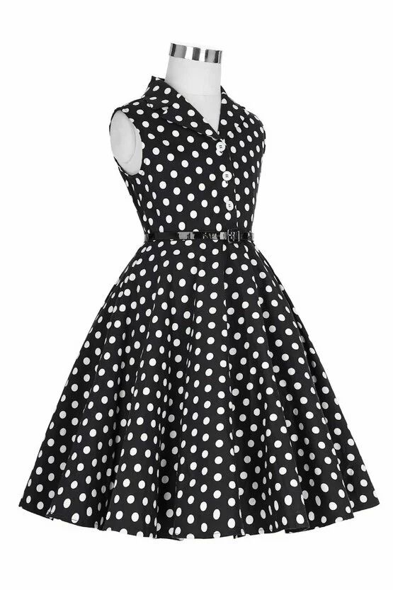 Rochie Mirabela neagra cu buline albe mici 4832