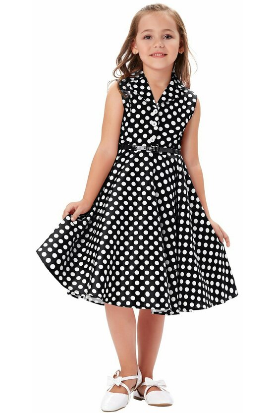 Rochie Mirabela neagra cu buline albe mici 4835