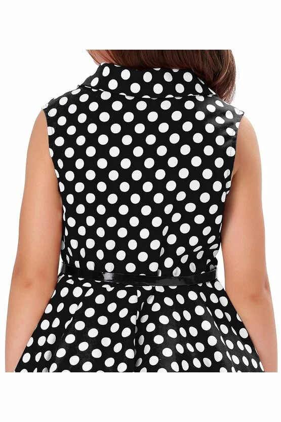 Rochie Mirabela neagra cu buline albe mici 4838