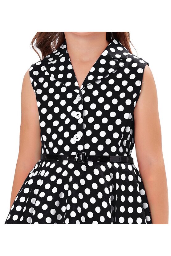 Rochie Mirabela neagra cu buline albe mici 4841