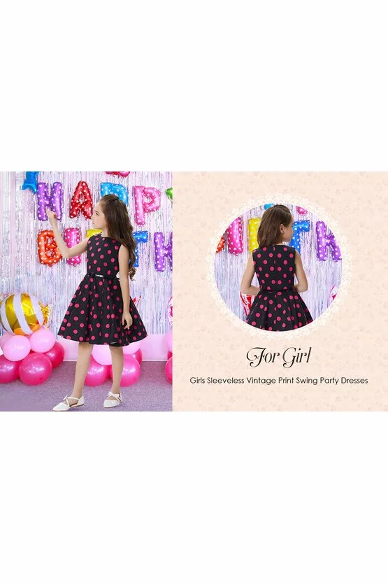 Rochie Mirabela neagra cu buline roz 5030