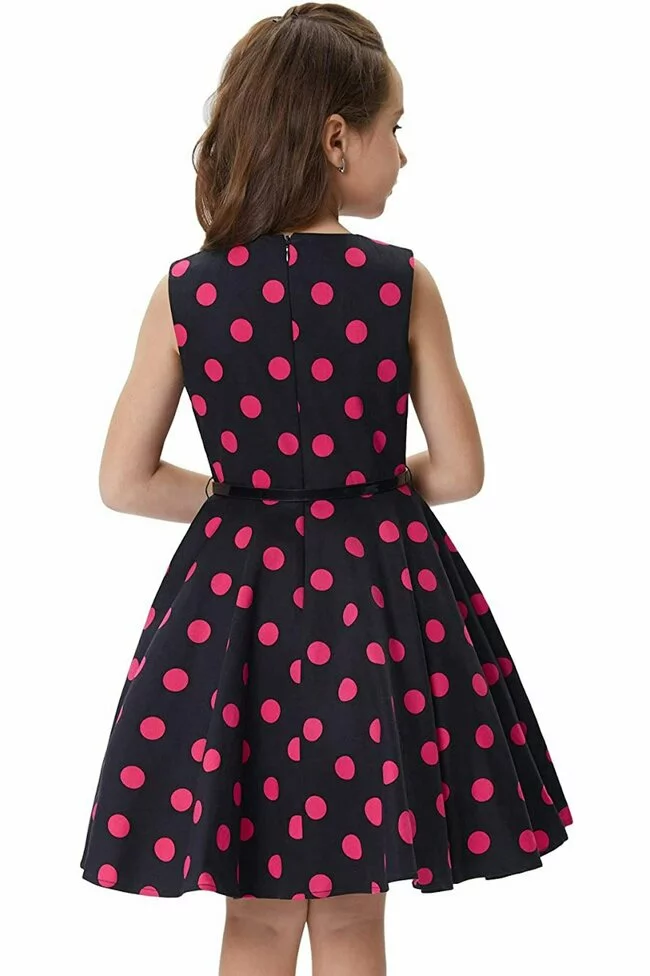 Rochie Mirabela neagra cu buline roz