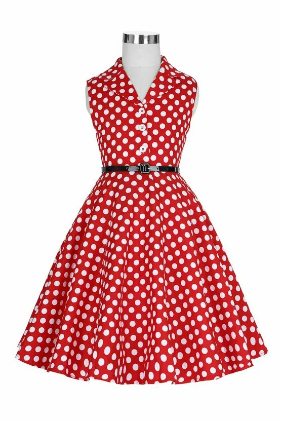 Rochie Mirabela rosie cu buline albe 4850