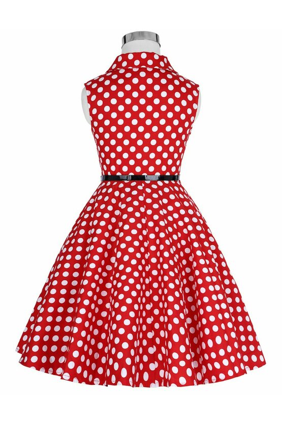 Rochie Mirabela rosie cu buline albe 4862
