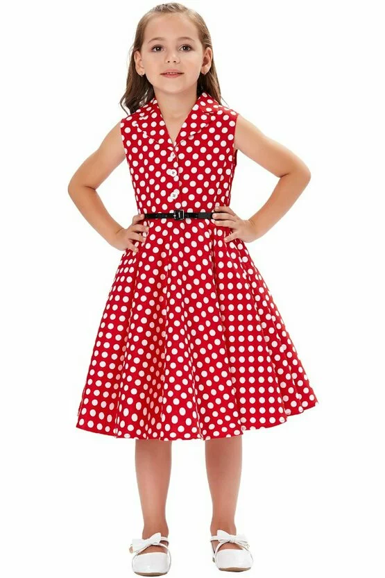 Rochie Mirabela rosie cu buline albe 4868
