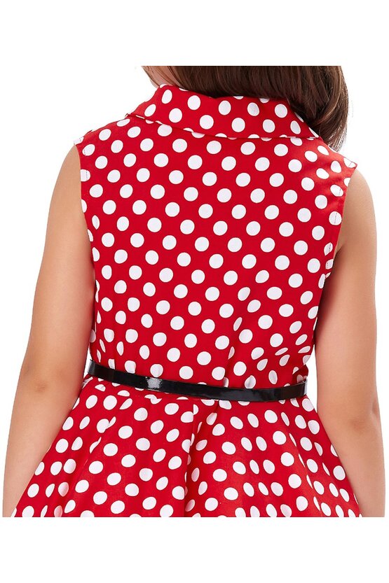 Rochie Mirabela rosie cu buline albe 4874