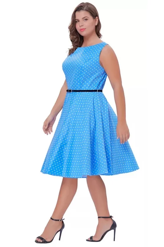Rochie retro Cleo albastra 7193