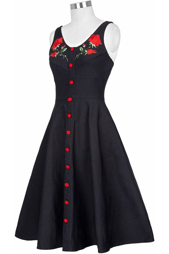 Rochie retro Napoli neagra 3578