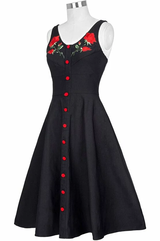 Rochie retro Napoli neagra 3578