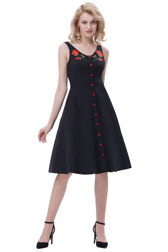 Rochie retro Napoli neagra 3596