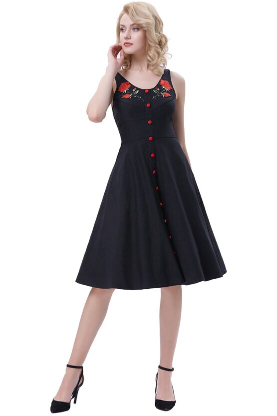 Rochie retro Napoli neagra 3599