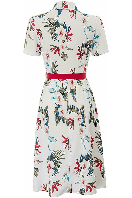 Rochie retro Tina floral-alb 3749