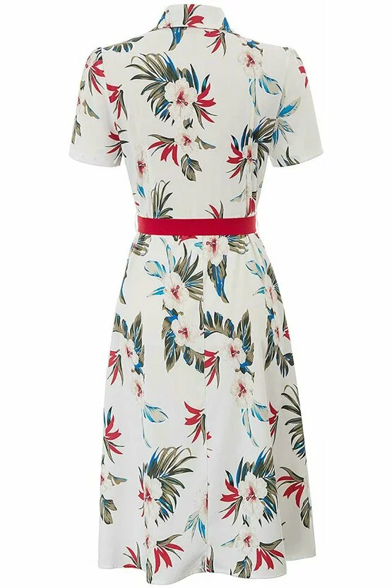 Rochie retro Tina floral-alb 3749