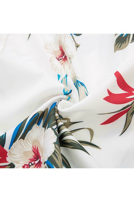 Rochie retro Tina floral-alb 3755