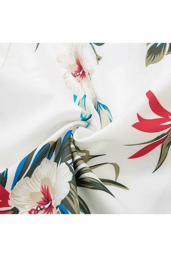 Rochie retro Tina floral-alb 3755