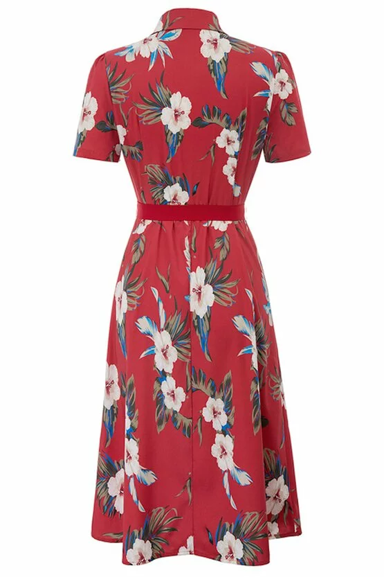 Rochie retro Tina floral-rosu 3779